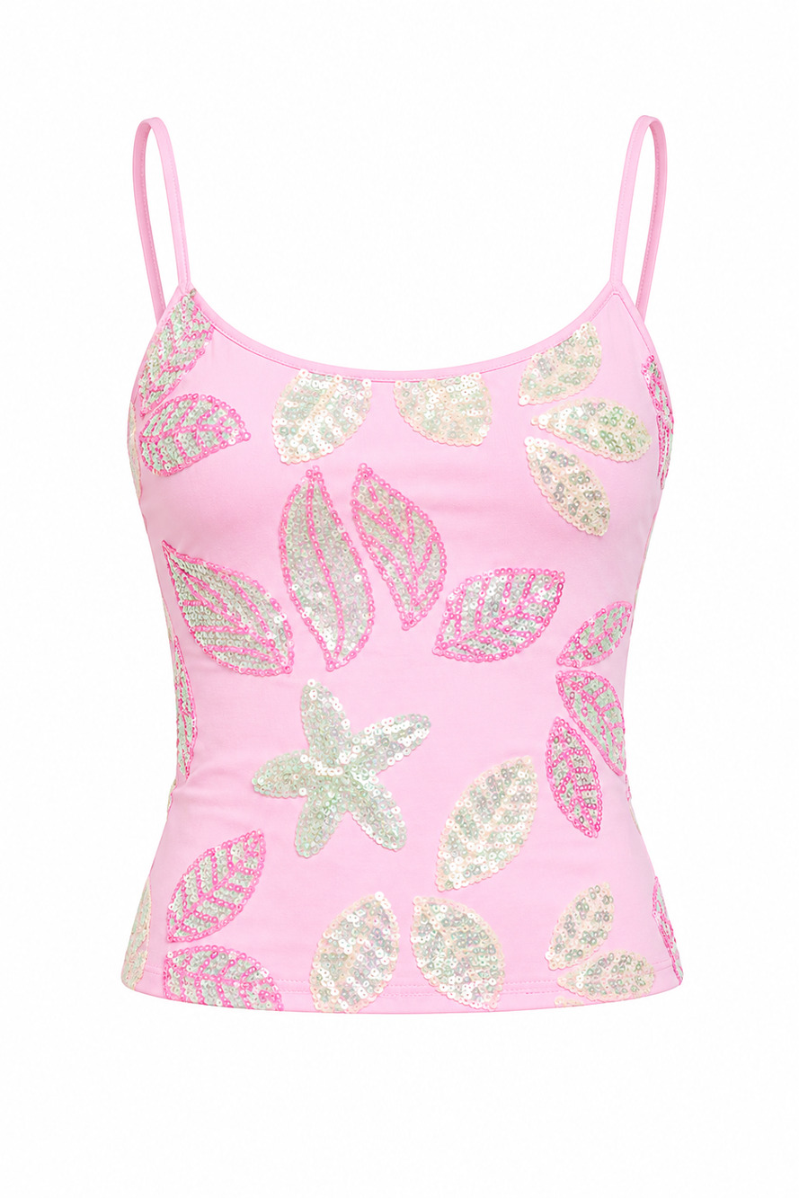 Princess Polly - Lunavia Sequin Cami Top Pink - XS (New With Tags)
